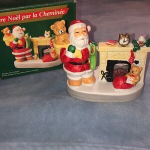 VTG Santa By The Fire Porcelain Votive Holder